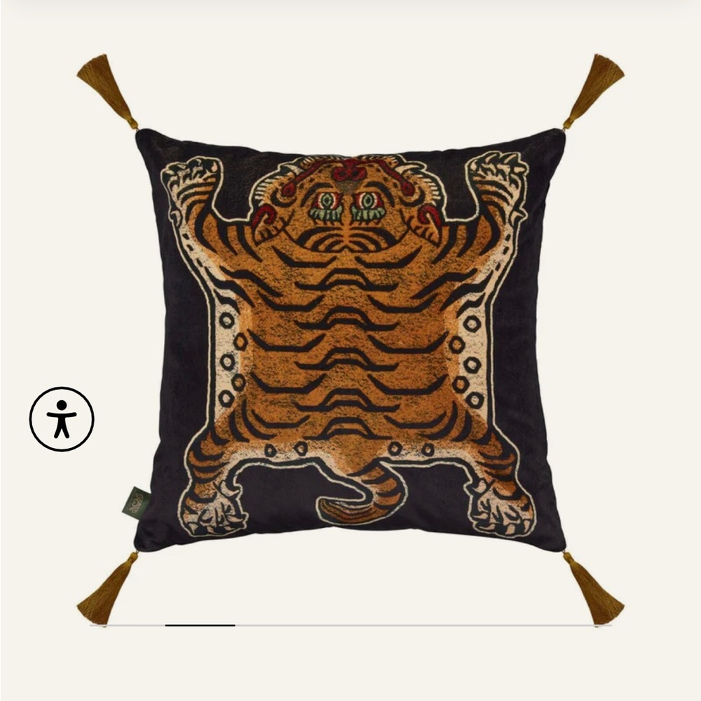 House of Hackney Navy and Gold Saber Pillow with Tassels